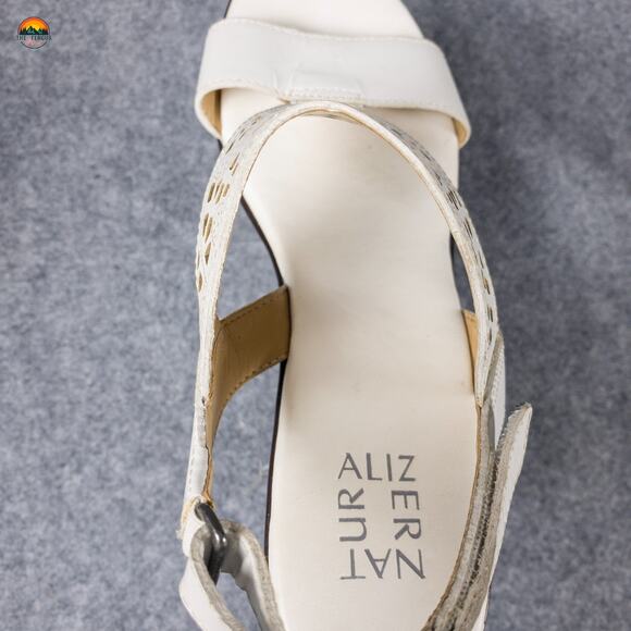 Naturalizer Veda Strappy Sandals White Leather Wedge Heel Coquette Women's Sz 9M - Picture 10 of 10